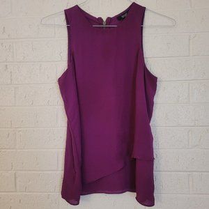 ana magenta flowy zipper office tank blouse